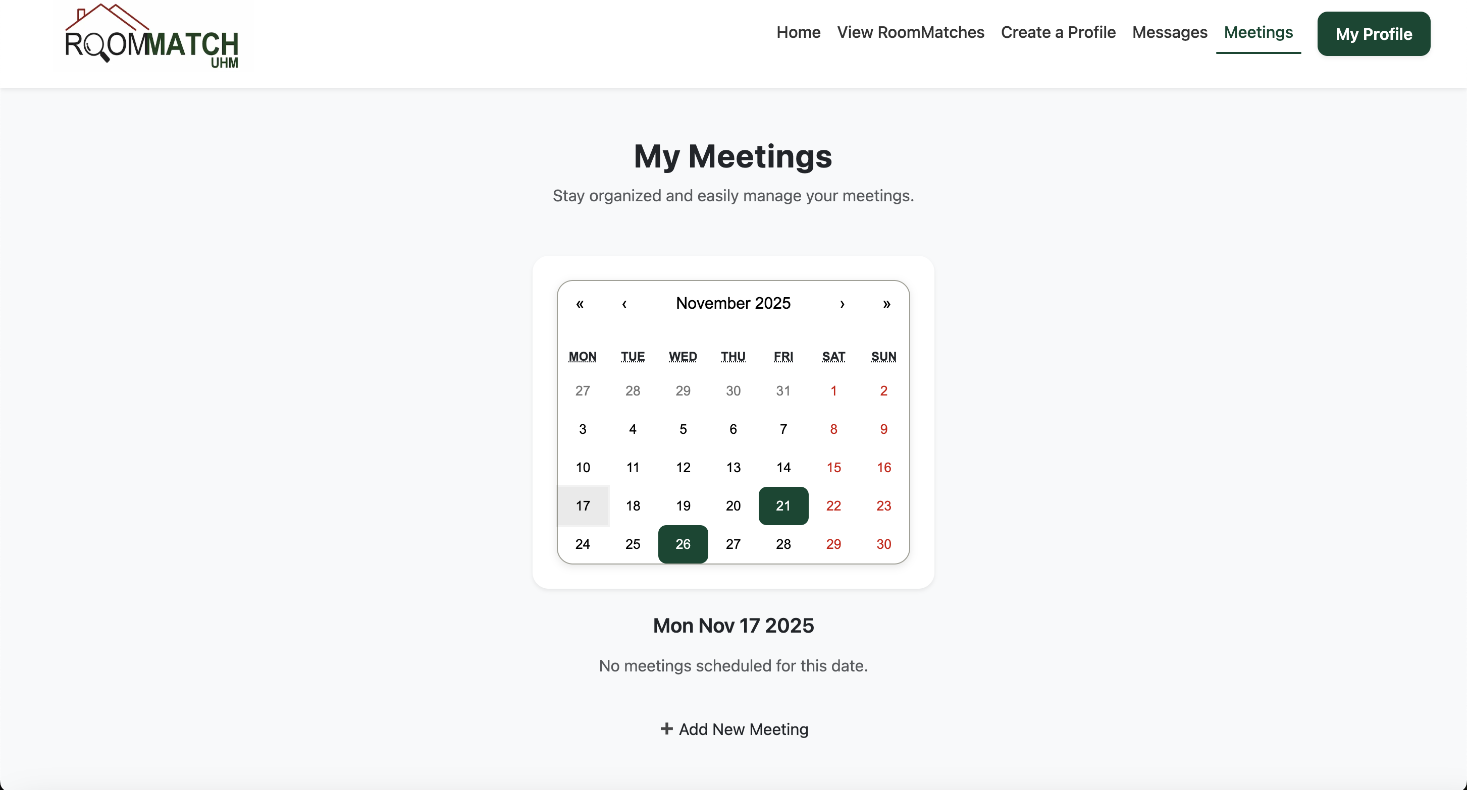 Meetings Calendar Screenshot 1